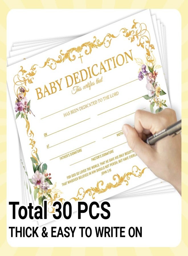 Doodlream 30 Gold Vine Flower Baby Dedication Certificates, 9.8" x 7.8" Blank Baptism Certificates for Church, Dedication Christening Milestone Gifts for Children - Image 2